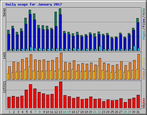 Daily usage for January 2017