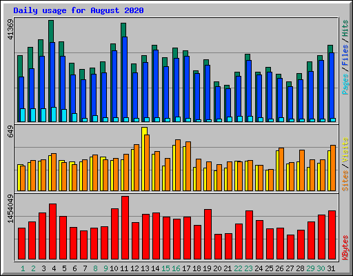 Daily usage for August 2020