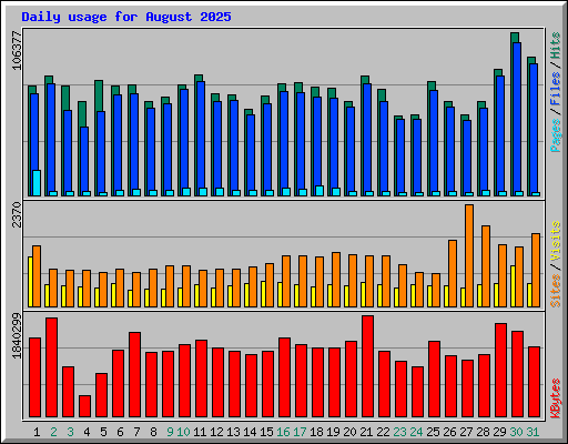 Daily usage for August 2025