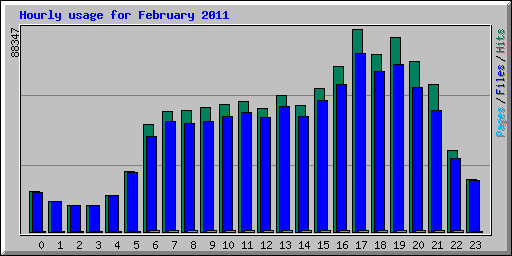 Hourly usage for February 2011