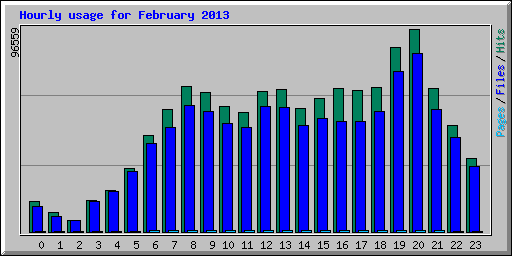 Hourly usage for February 2013
